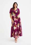 Isabelle Curve+ Float Sleeve Maxi Dress - Wine / 16