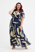 Isabelle Curve+ Float Sleeve Maxi Dress - Navy/Beige / 16