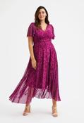 Tilly Angel Sleeve V-Neck Curve+ Dress - Magenta / 24 image