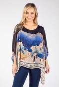 Scenic Print Silk Blouse - Royal Blue / F/S image