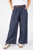 Denim Look Pinstripe Trousers - Dark Denim / F/S image