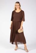 Plisse Pleated Pop Over Dress - Brown / F/S image