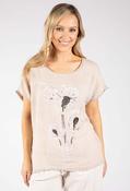 Dandelion Print Linen Top - Beige / F/S