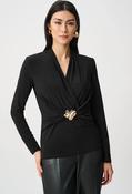Silky Knit Twist Wrap Top - Black / 12 image