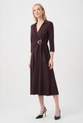 Herringbone Wrap Midi Dress - Burgundy / 14 image