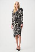 Animal Print Wrap Dress - Black/Beige / 10 image