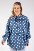 Polka Dot Denim Blouse - Denim / F/S image