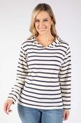 Striped Print Hoodie - Cream / F/S