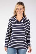 Striped Print Hoodie - Navy / F/S