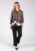 Leopard Print Satin Blouse - Navy Mix / F/S image
