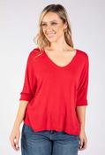 Fine Knit V-Neck Jumper - Red / F/S image