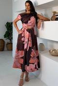 Betty Asymmetric Floral Midi Dress - Pink Mix / 10 image