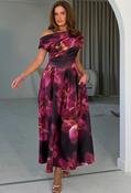 Betty Asymmetric Floral Midi Dress - Wine / 8 image