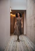 V-Neck Belted Midi Dress - Taupe / 12 image
