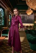 Taffeta Fit and Flare Wrap Dress - Plum / 12 image