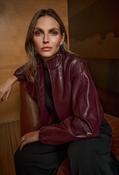 Mock-neck Bomber Jacket - Burgundy / S image