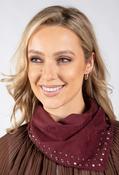 Faux Suede Studded Scarf - Burgundy / F/S image