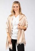 Lace Detail Satin Scarf - Beige / F/S image