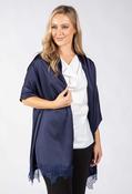 Lace Detail Satin Scarf - Navy / F/S image