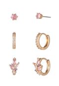 3-Pack Pink Cubic Zirconia Earrings - Gold / One image