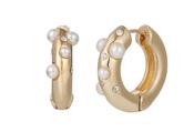 Pearl Hoop Earrings - Gold / One image