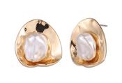 Pearl Disc Earrings - Gold / One image