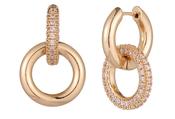 Double Hoop Drop Earrings - Gold / One image