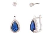 Blue Cubic Zirconia Set of Earrings - Silver / One image