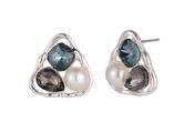 Triangle Glass Crystal Earrings - Silver / One image