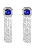 Blue Glass Crystal Earrings - Silver / One image