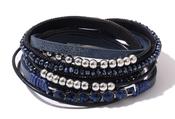 Leather &amp; Diamante Bracelet - Silver / One image