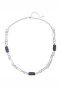 Blue Marble Stone Necklace - Silver / One image