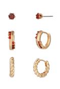 Red Cubic Zirconia Earrings - Gold / One image