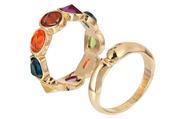 Multi Colour Crystal Rings - Gold / S/M image