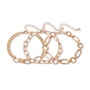 3 Piece Gold Chain Bracelets - Gold / One image