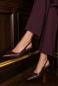 Ribbon and Bow Sling Back Heels - Wine / 41 image