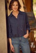Bubble Hem Woven Shirt - Blue / M image