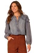 Denim Look Blouse - Light Blue / M image