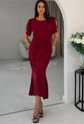 Cleo Ruched Detail Midi Dress - Burgundy / 14 image