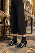 Croc Effect Ankle Boot - Black / 37 image