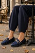 Patent and Faux Suede Loafer - Navy / 40 image