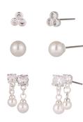 Diamante &amp; Pearl Earring Set - Silver / One image