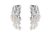 Pearl Detail Abstract Earrings - Silver / One image