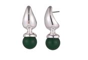 Emerald Accent Teardrop Earring - Silver / One image