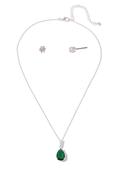 Emerald Teardrop Necklace Set - Silver / One image