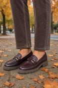 Penny Loafer with Buckle Detail - Wine / 36 image