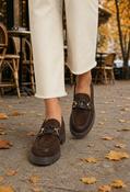Faux Suede Penny Loafer - Brown / 40 image