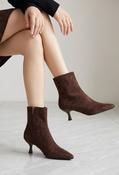 Faux Suede Kitten Boot - Brown / 41 image