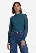 Sheer Sleeve Knit Top - Green Forest / 34 image