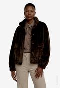 Front Pocket Faux Fur Jacket - Chocolate / 36 image